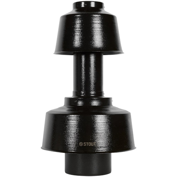 Оголовок вертикальный коаксиальный Stout 80/125 с ветрозащитой черный широкий