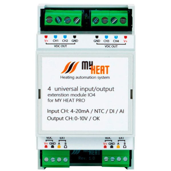Блок расширения дискретно-аналоговых входов/выходов MyHeat IO4