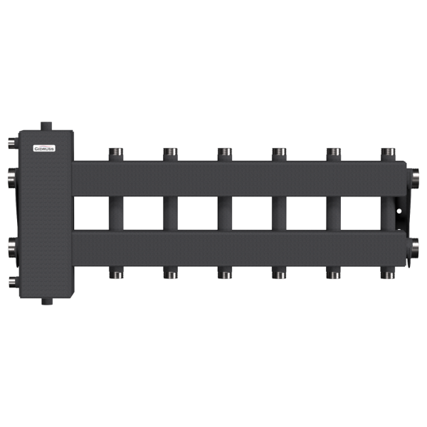 Балансировочный коллектор Gidruss BM-150-7DU (до 150 кВт, подкл. котла G 1 1/2, 3+3 контура G 1)