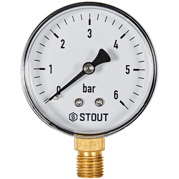 Манометр радиальный Stout 63 мм, 0-6 бар, подключение 1/4