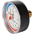 Термоманометр аксиальный Stout 80 мм, 0-4 бар, 0-120C, подключение 1/2