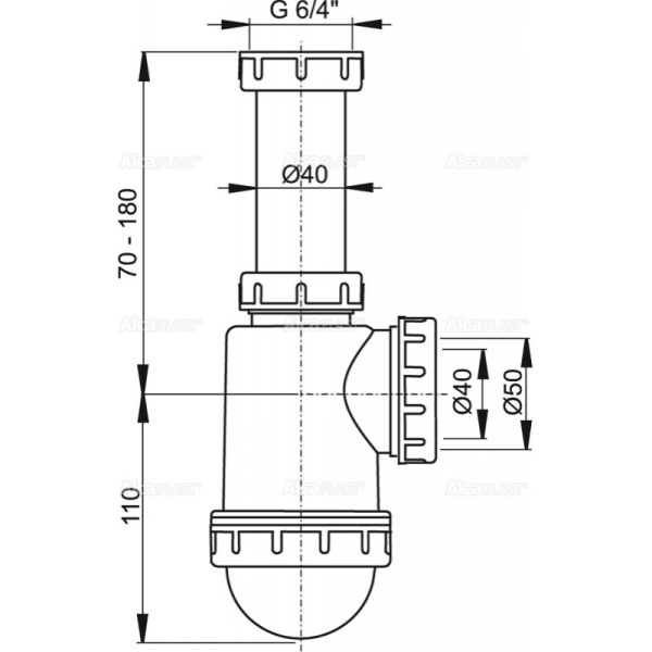 Сифон для раковины AlcaPlast A443-DN50/40 11/2