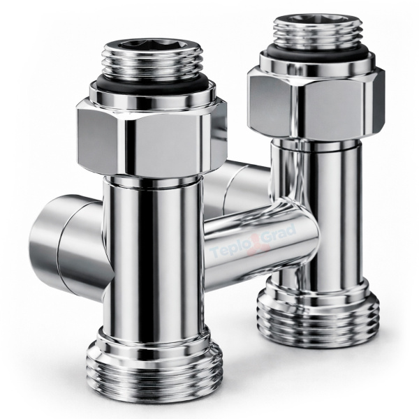 Узел нижнего подключения Royal Thermo Design прямой 1/2x3/4, хром