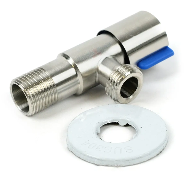 Кран угловой TIM 1/2x1/2 НР, нержавеющая сталь