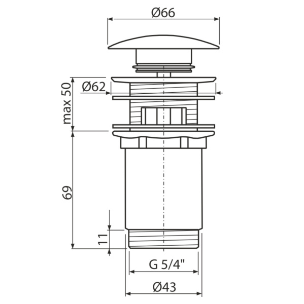 Донный клапан AlcaPlast A392B 11/4 click/clack с переливом белый