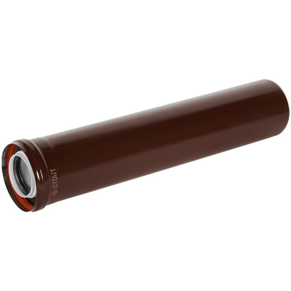 Удлинитель дымохода коаксиальный Stout 60/100 500 мм коричневый для конденсационных котлов