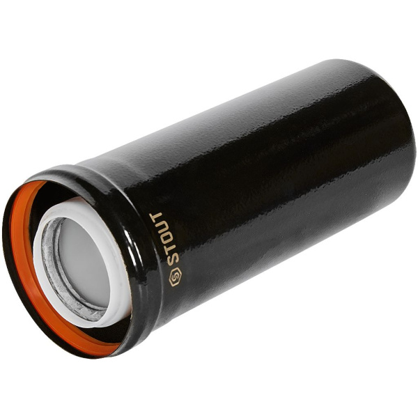 Удлинитель дымохода коаксиальный Stout 60/100 250 мм черный для конденсационных котлов