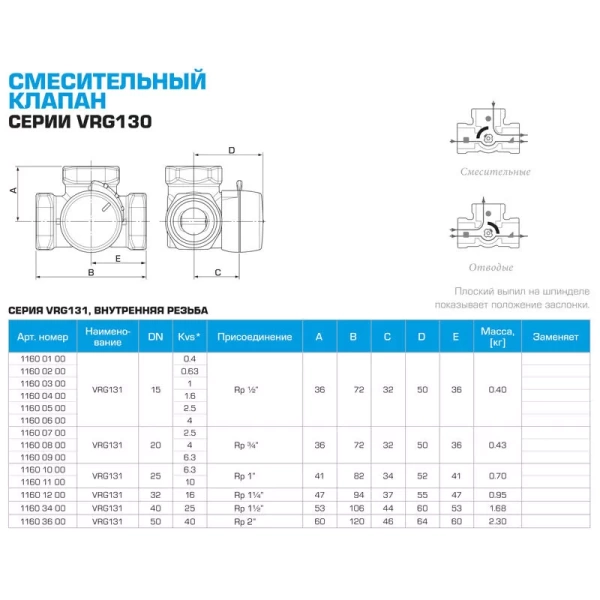Трехходовой клапан Esbe VRG131 DN15 Kvs 0.4 - 11600100