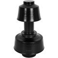 Оголовок вертикальный коаксиальный Stout 80/125 с ветрозащитой черный широкий для конденсационных котлов