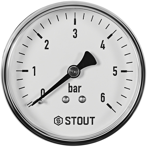 Манометр аксиальный Stout 63 мм, 0-6 бар, подключение 1/4