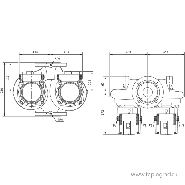 Сдвоенный циркуляционный насос Wilo TOP-SD 32/10 DM PN6/10 3x400