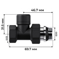 Набор термостатический прямой Royal Thermo Design 1/2" М30х1,5 (черный)
