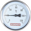 Термометр биметаллический с погружной гильзой Rommer, корпус 80 мм, гильза 50 мм