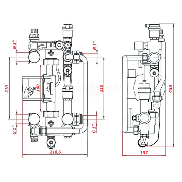 Смесительный узел Rommer RDG-0120-008000 для системы отопления