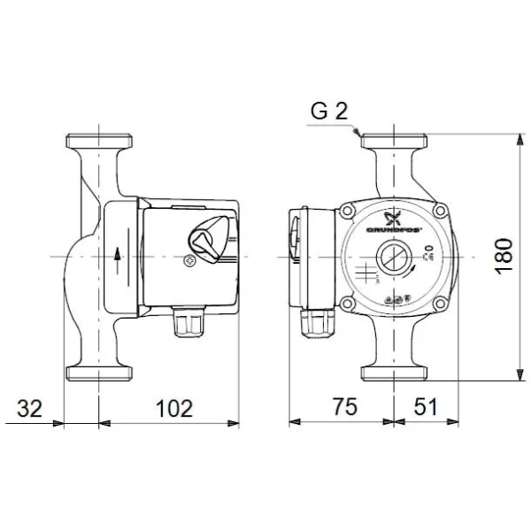 Циркуляционный насос Grundfos UPS 32-70 180 96621355