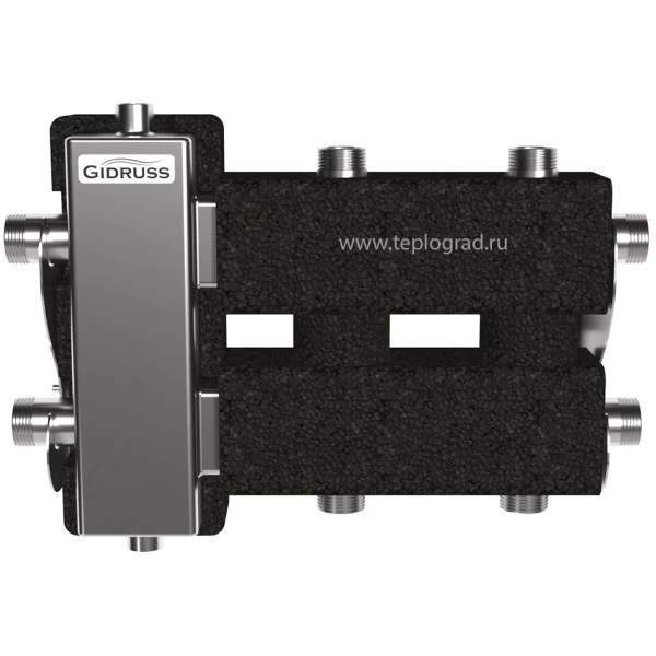 Балансировочный коллектор Gidruss BMSS-60-3DU.EPP (до 60 кВт, вх. G 1, 1+1+1 контура G 1, кронштейны, термоизоляция, нерж. сталь)