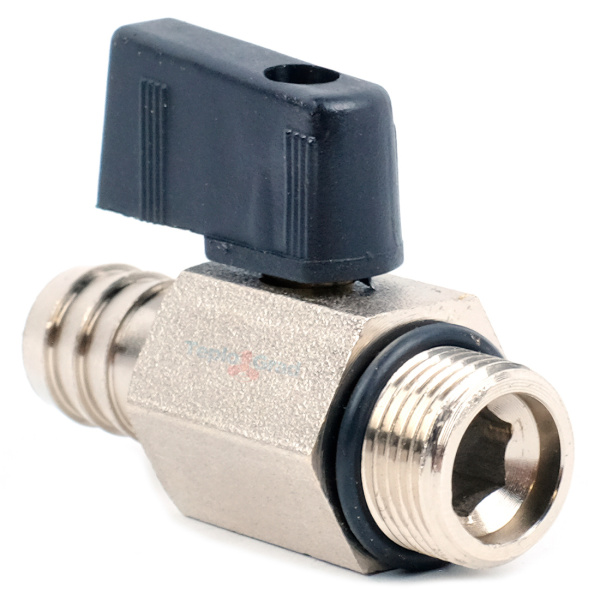 Кран шаровой Zeissler 3/8x14мм сливной со штуцером, никелированный