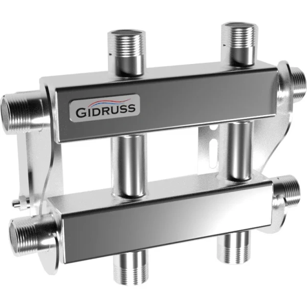 Распределительный коллектор Gidruss MKSS-40-3DU (40 кВт G 3/4, 3 конт. G 3/4 звездочкой)