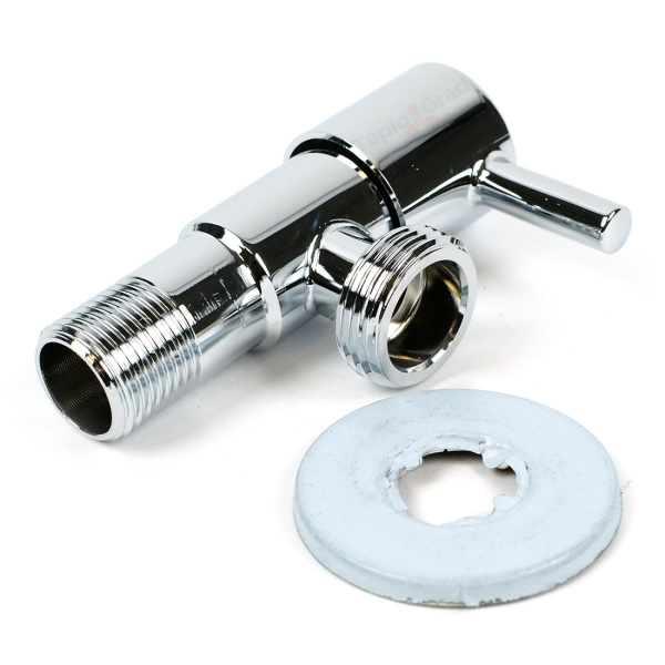 Кран угловой TIM 1/2x3/4 НР, нержавеющая сталь (хром)