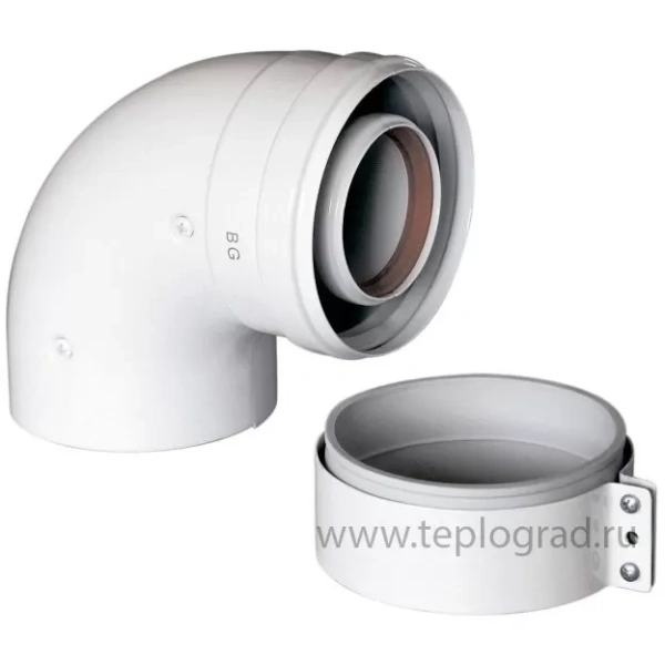 Коаксиальный отвод Baxi 60/100 90° начальный, с муфтой