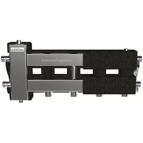 Балансировочный коллектор Gidruss BMSS-60-3D.EPP (до 60 кВт, вх. G 1, 2+1 контура G 1, кронштейны, термоизоляция)