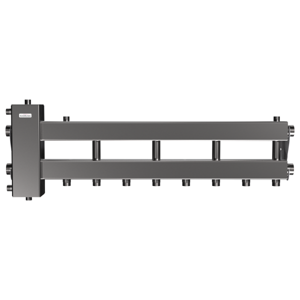 Балансировочный коллектор Gidruss BMSS-150-5D (до 150 кВт, подкл. котла G 1 1/2, 4 контура G 1, нерж. сталь)