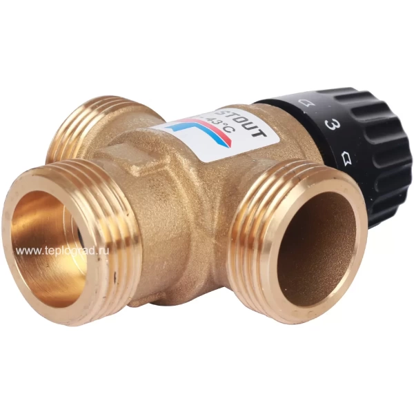 Трехходовой термостатический смесительный клапан Stout 1 НР 20-43°С KVs 2.5