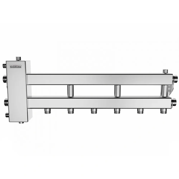 Балансировочный коллектор Gidruss BMSS-100-4D (до 100 кВт, подкл. котла G 1 1/4, 3+1 контура, нерж. сталь)