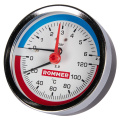 Термоманометр аксиальный Rommer 80 мм, 0-6 бар, 1/2