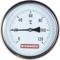 Термометр биметаллический с погружной гильзой Rommer, корпус 100 мм, гильза 75 мм