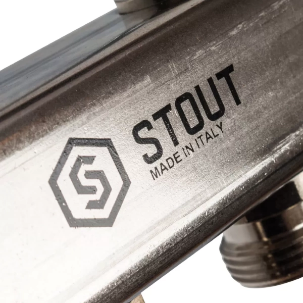 Коллектор из нержавеющей стали Stout для радиаторной разводки на 5 выходов