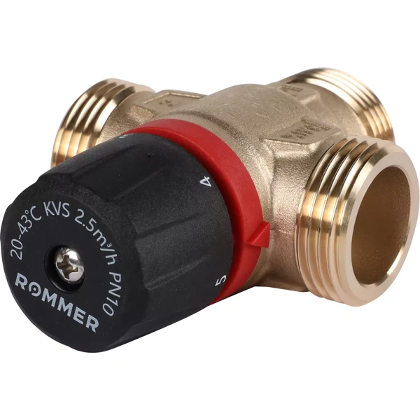 Термостатический смесительный клапан Rommer 1 НР 20-43°С KVs 2.5