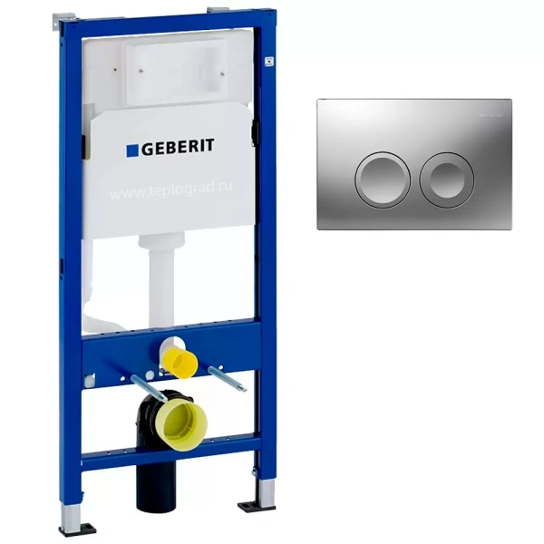 Инсталляция для подвесного унитаза Geberit Duofix с бачком Delta 12 см, клавиша серая