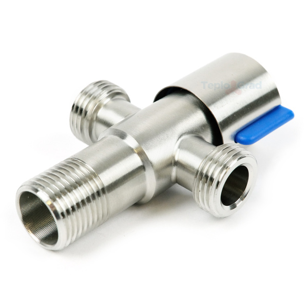 Кран трехпроходной TIM 1/2x1/2x1/2 нержавеющая сталь