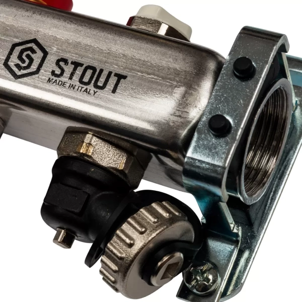 Коллектор Stout на 2 выхода с расходомерами, с клапаном вып. воздуха и сливом - SMS-0927-000002