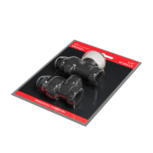 Набор термостатический прямой Royal Thermo Design 1/2" М30х1,5 (черный)