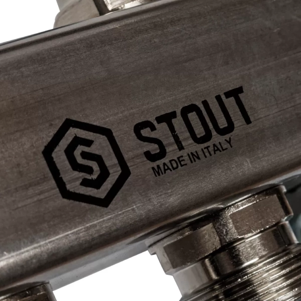 Коллектор из нержавеющей стали Stout для радиаторной разводки на 10 выходов