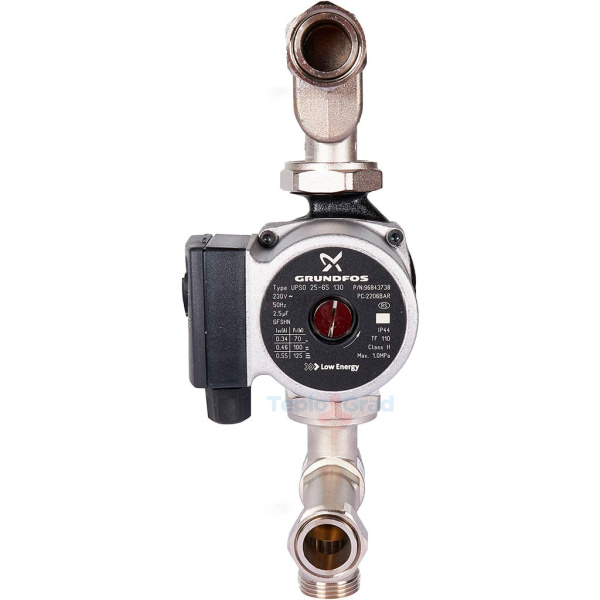 Смесительный узел Stout с термостатическим клапаном 20-55°C, насосом Grundfos UPSO 25-65, никелированный