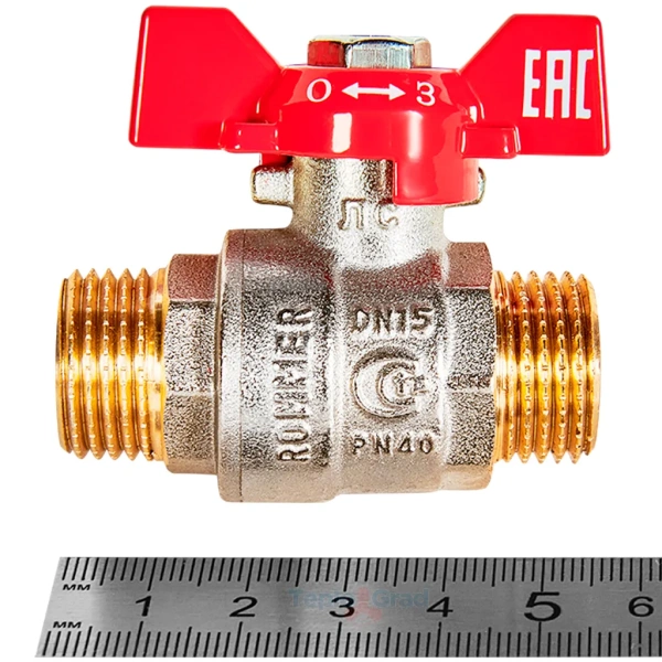 Кран шаровой Rommer НН 1/2, ручка бабочка