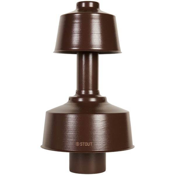 Оголовок вертикальный коаксиальный Stout 60/100 с ветрозащитой коричневый широкий для конденсационных котлов