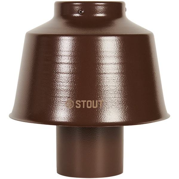 Оголовок вертикальный Stout Dn 80 с ветрозащитой коричневый широкий