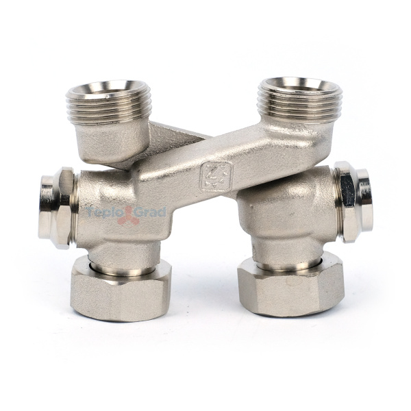 Узел нижнего подключения перекрестный Zeissler 3/4x3/4  с запорными вентелями