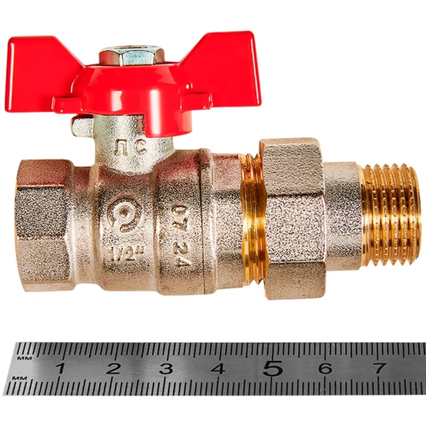 Кран шаровой Rommer с американкой НВ 1/2, ручка бабочка