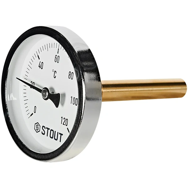 Термометр биметаллический Stout 63 мм, гильза 75 мм, 0-120С