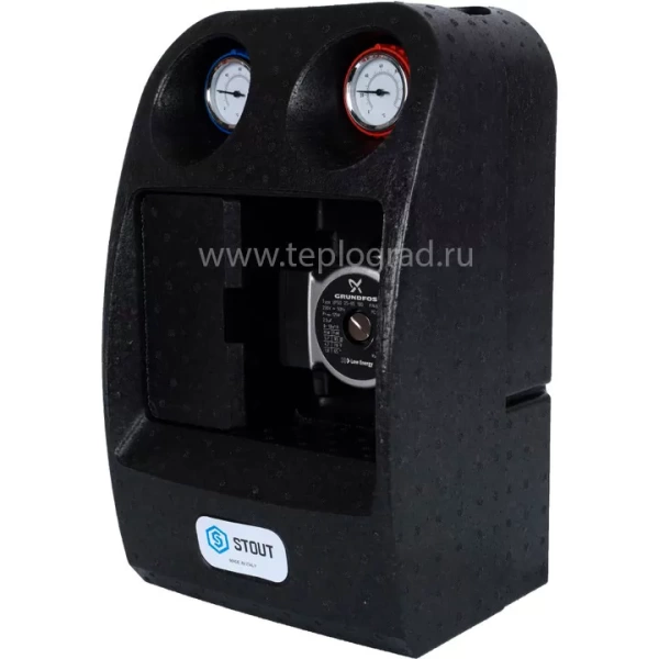 Насосная группа Stout с теплообменником 34 пластины с насосом Grundfos UPSO 25-65