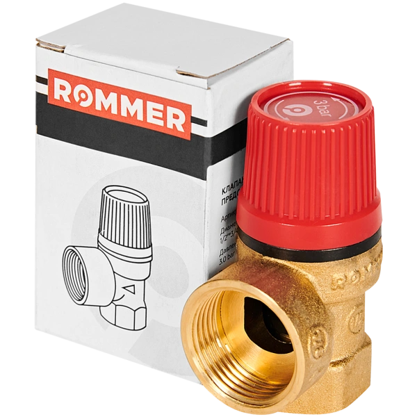 Предохранительный клапан Rommer 3 бар 1/2x3/4 для системы отопления