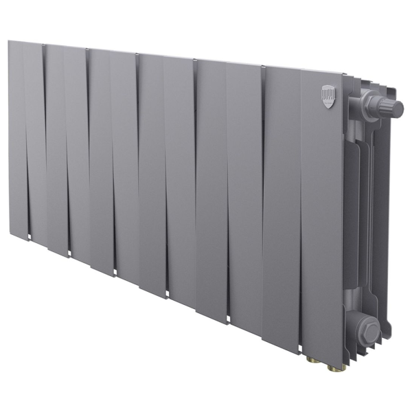 Биметаллический радиатор Royal Thermo PianoForte 300 Silver Satin VR80 12 секций с нижним подключением