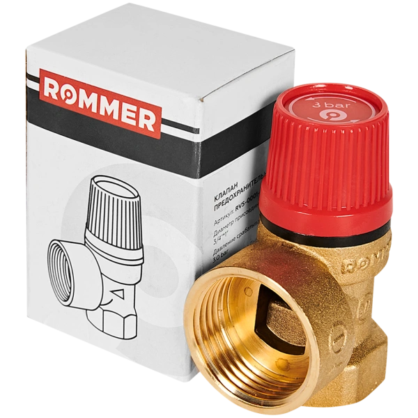 Предохранительный клапан Rommer 3 бар 3/4x1 для системы отопления