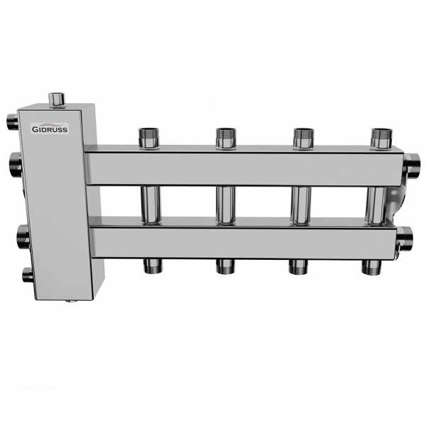 Балансировочный коллектор Gidruss BMSS-100-5DU (до 100 кВт, подкл. котла G 1 1/4, 2+2+1 контура, нерж. сталь)