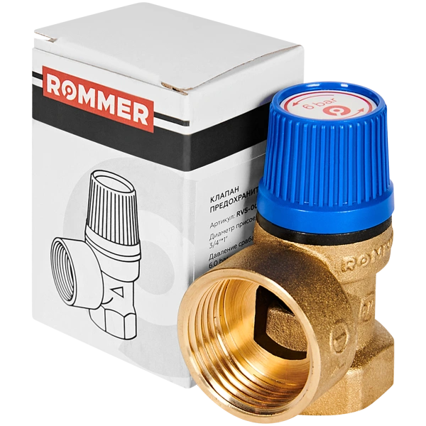 Предохранительный клапан Rommer 6 бар 3/4x1 для системы водоснабжения